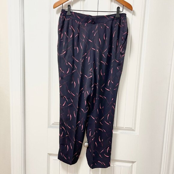 Vintage Floral Botanical Print High Waist Trousers Black Pink - Picture 6 of 9